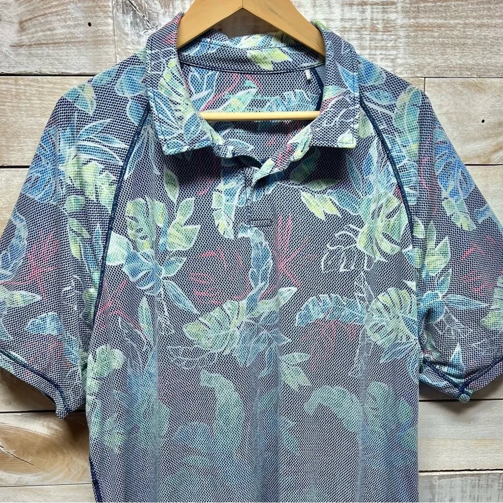 Tommy Bahama Boardwalk Fade IslandZone Polo Shirt Mens XXL Blue Tropical - Picture 4 of 8